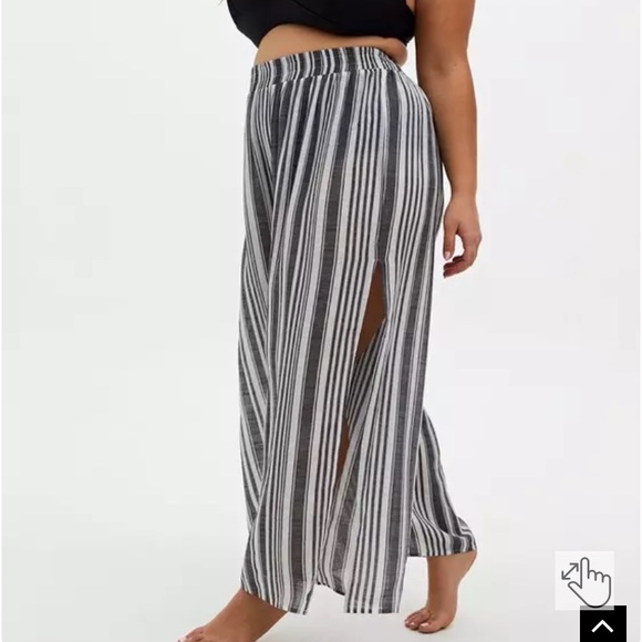 Torrid 4X Crepe Beach Pant side slit lightweight Gray White - Picture 1 of 12